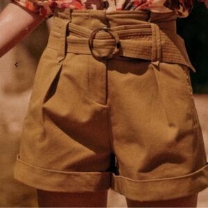 Sezane Rome Shorts in Caramel Cotton Sz 34 US 2